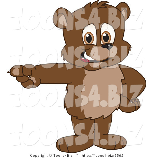 Vector Illustration of a Cartoon Bear Mascot Pointing Left