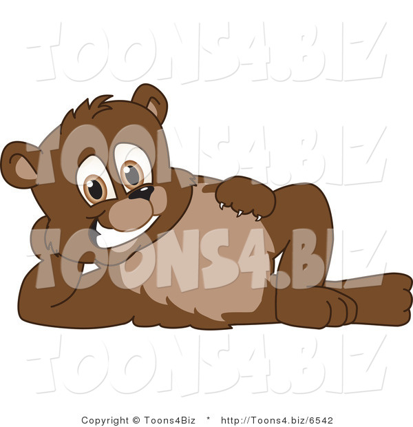 Vector Illustration of a Cartoon Bear Mascot Reclined