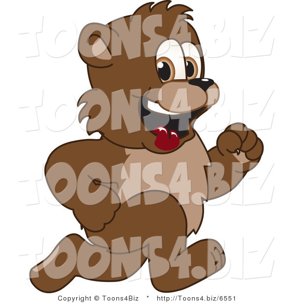 Vector Illustration of a Cartoon Bear Mascot Running