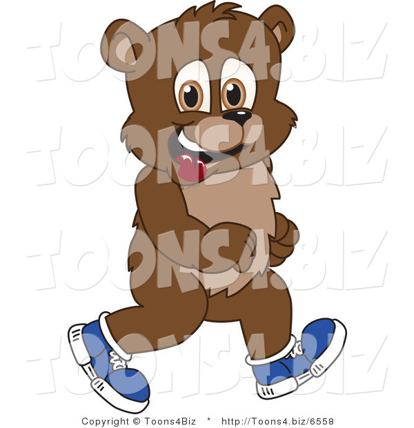 Vector Illustration of a Cartoon Bear Mascot Walking in Shoes