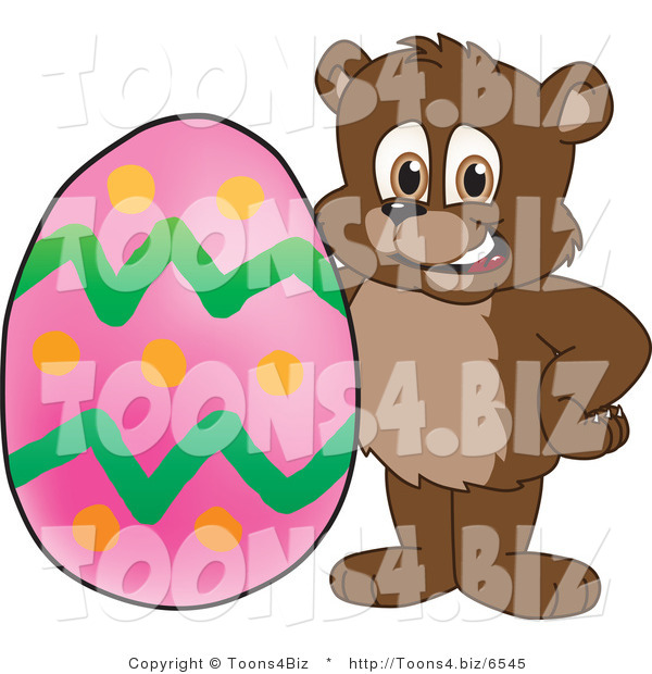 Vector Illustration of a Cartoon Bear Mascot with an Easter Egg