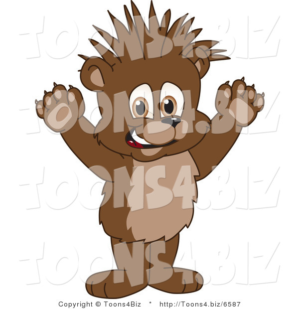 Vector Illustration of a Cartoon Bear Mascot with Spiked Hair