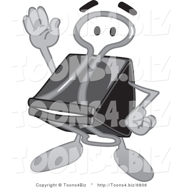 Vector Illustration of a Cartoon Binder Clip Mascot Waving