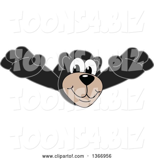Vector Illustration of a Cartoon Black Bear School Mascot Leaping Outwards