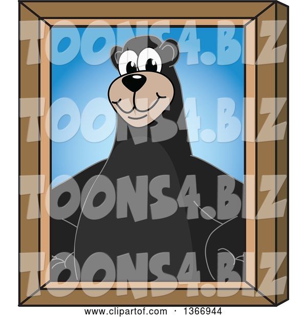 Vector Illustration of a Cartoon Black Bear School Mascot Portrait