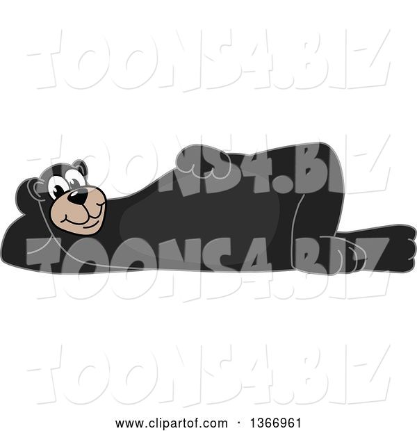 Vector Illustration of a Cartoon Black Bear School Mascot Resting on His Side