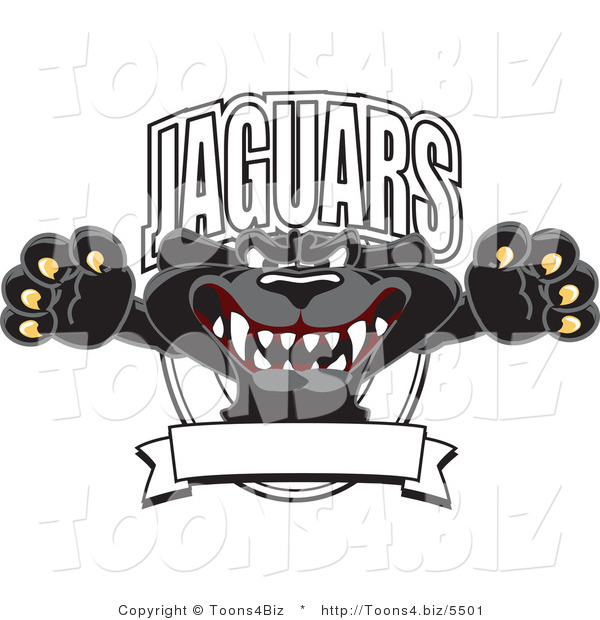 Vector Illustration of a Cartoon Black Jaguar Mascot Leaping Logo