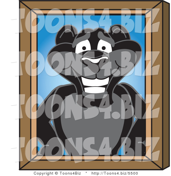 Vector Illustration of a Cartoon Black Jaguar Mascot Portrait