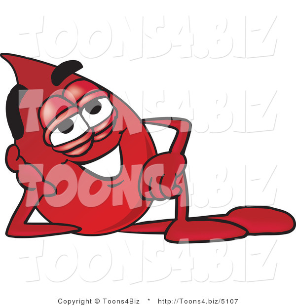 Vector Illustration of a Cartoon Blood Droplet Mascot Resting His Head on His Hand
