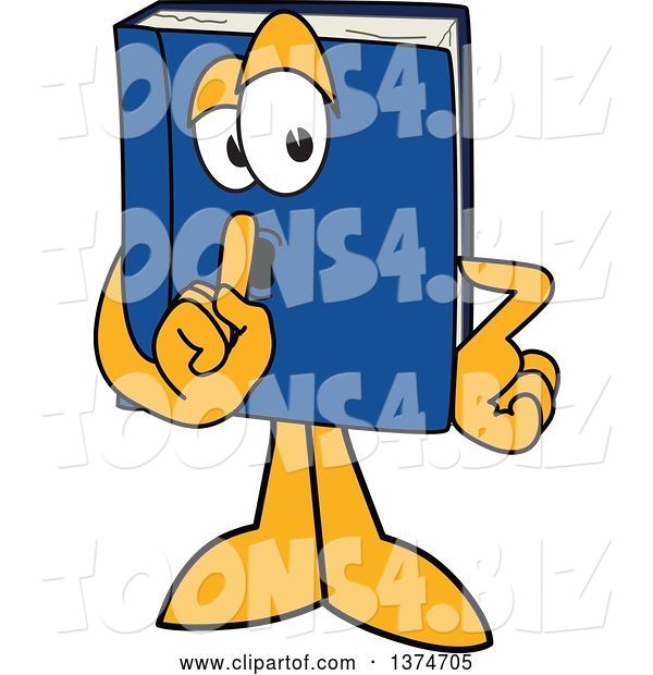 Vector Illustration of a Cartoon Blue Book Mascot Shushing