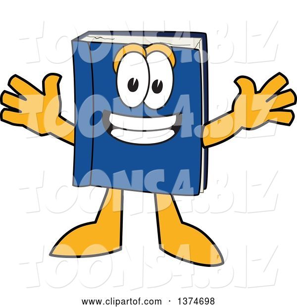 Vector Illustration of a Cartoon Blue Book Mascot Wanting a Hug