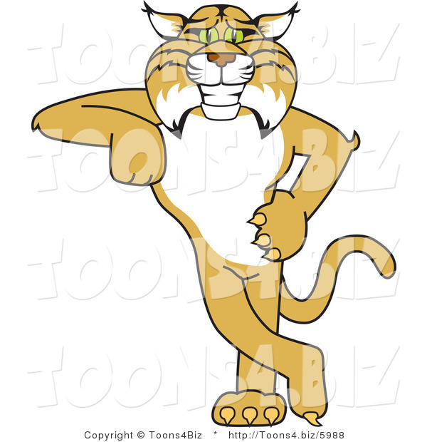 Vector Illustration of a Cartoon Bobcat Mascot Leaning