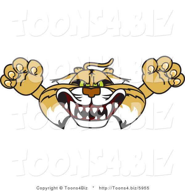 Vector Illustration of a Cartoon Bobcat Mascot Lurching Forward