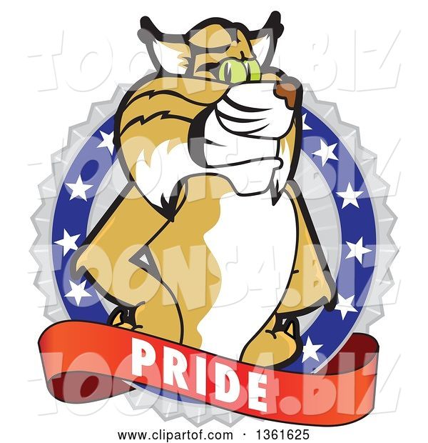 Vector Illustration of a Cartoon Bobcat Mascot on a Pride Badge