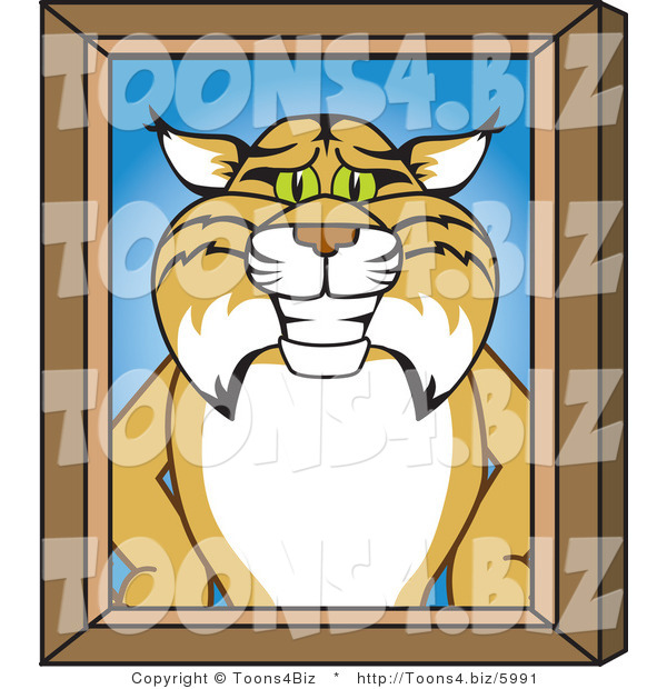 Vector Illustration of a Cartoon Bobcat Mascot Portrait