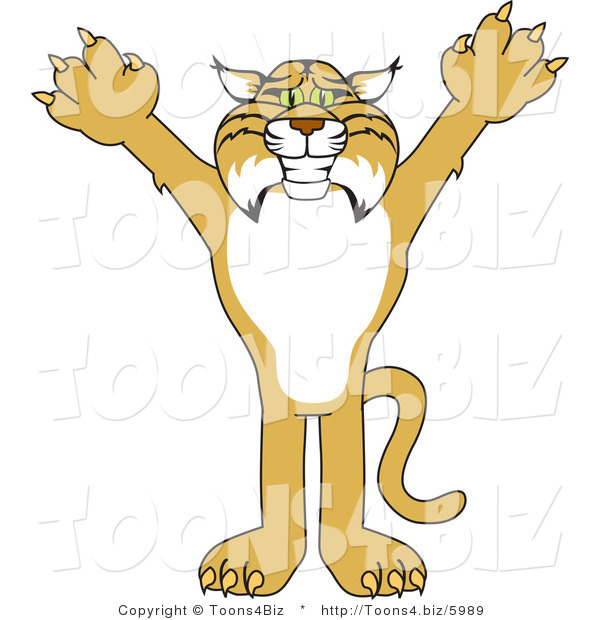 Vector Illustration of a Cartoon Bobcat Mascot Reaching out