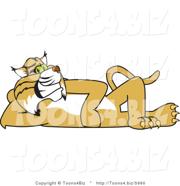 Vector Illustration of a Cartoon Bobcat Mascot Reclined