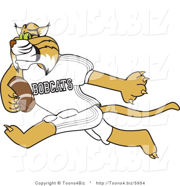 Vector Illustration of a Cartoon Bobcat Mascot Running with a Football