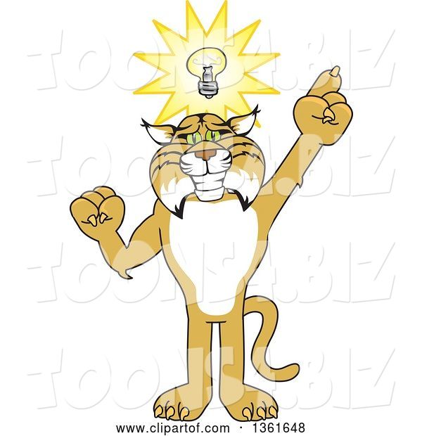 Vector Illustration of a Cartoon Bobcat Mascot with an Idea, Symbolizing Being Resourceful