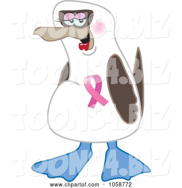 Vector Illustration of a Cartoon Boobie Bird Breast Cancer Awareness Mascot