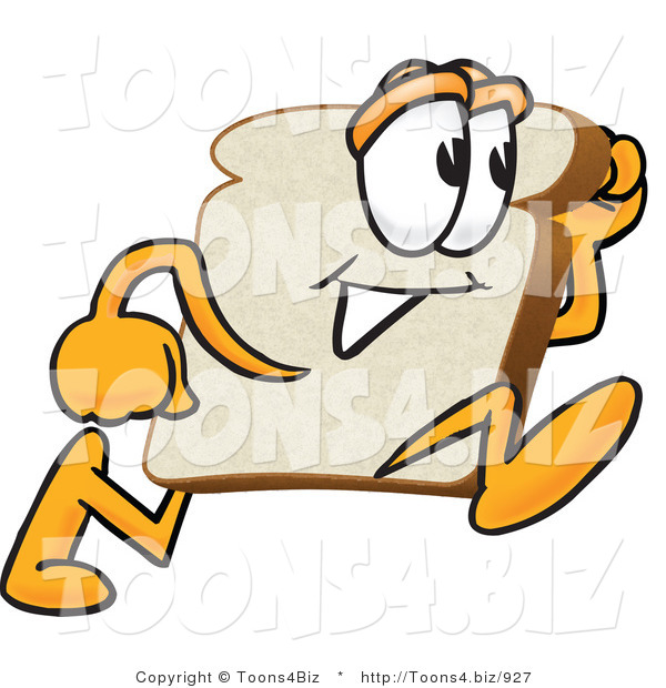 Vector Illustration of a Cartoon Bread Mascot Running Fast