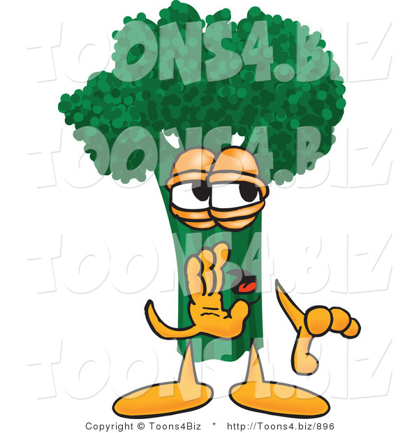 Vector Illustration of a Cartoon Broccoli Mascot Whispering