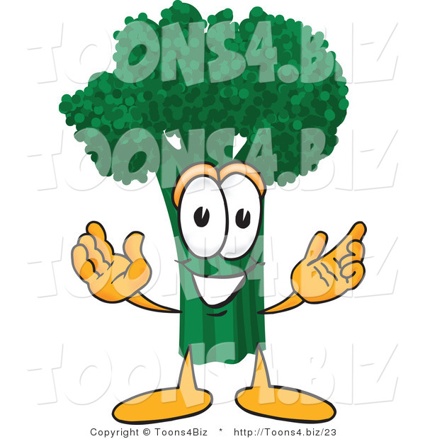 Vector Illustration of a Cartoon Broccoli Mascot with Open Arms