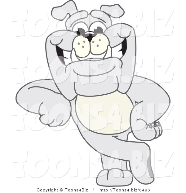 Vector Illustration of a Cartoon Bulldog Mascot Leaning