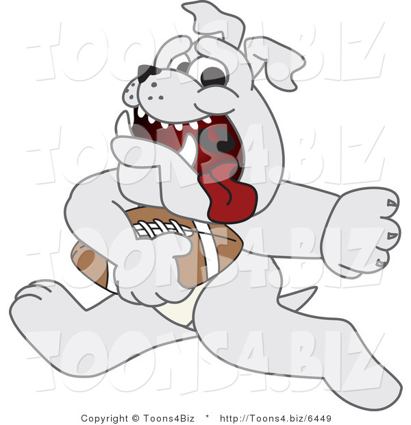 Vector Illustration of a Cartoon Bulldog Mascot Running with a Football