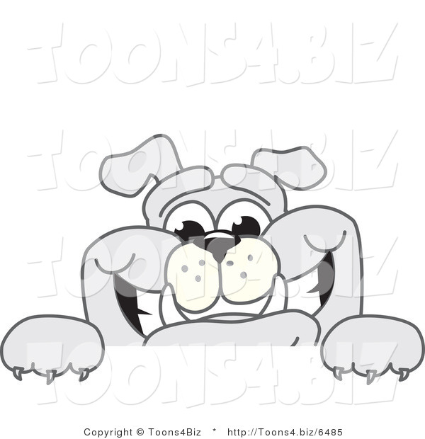 Vector Illustration of a Cartoon Bulldog Mascot Smiling over a Blank Sign