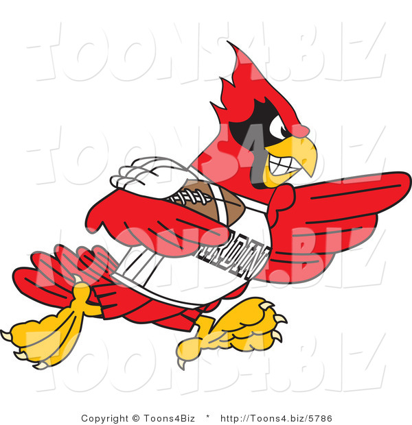 Vector Illustration of a Cartoon Cardinal Mascot Playing American Football