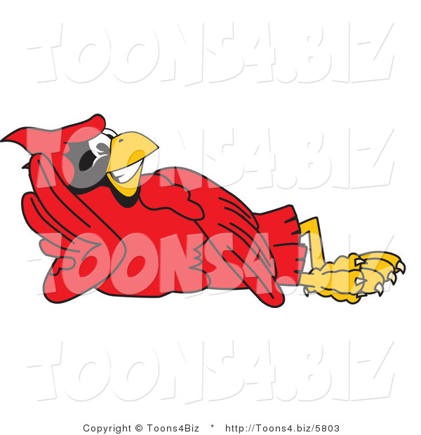 Vector Illustration of a Cartoon Cardinal Mascot Reclined