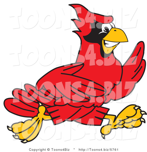 Vector Illustration of a Cartoon Cardinal Mascot Running
