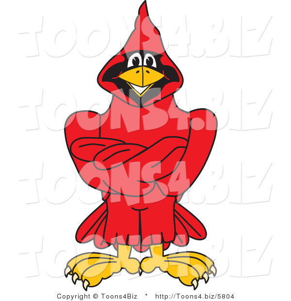 Vector Illustration of a Cartoon Cardinal Mascot with Crossed Arms