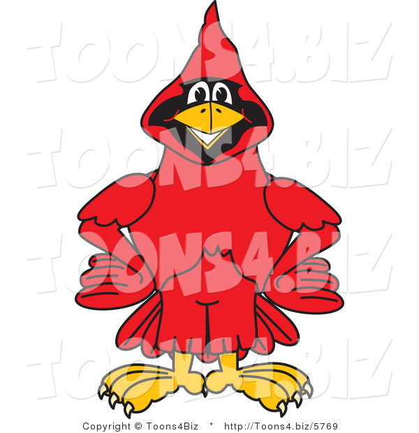 Vector Illustration of a Cartoon Cardinal Mascot with His Hands on His Hips