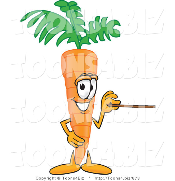 Vector Illustration of a Cartoon Carrot Mascot Holding a Pointer Stick