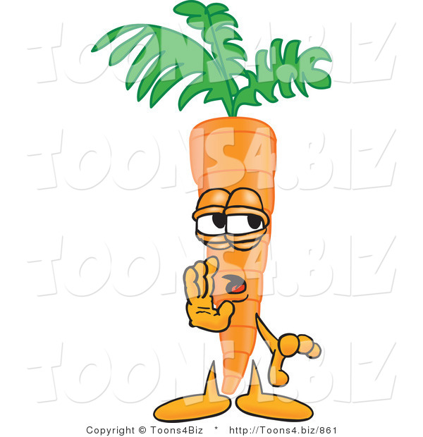 Vector Illustration of a Cartoon Carrot Mascot Holding His Hand up by His Mouth While Whispering a Secret