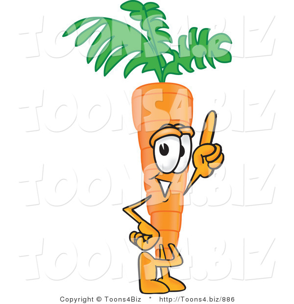 Vector Illustration of a Cartoon Carrot Mascot Pointing Upwards