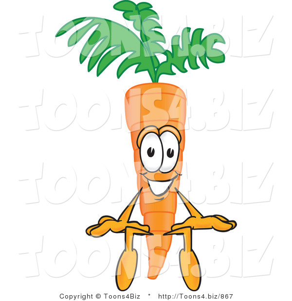 Vector Illustration of a Cartoon Carrot Mascot Sitting