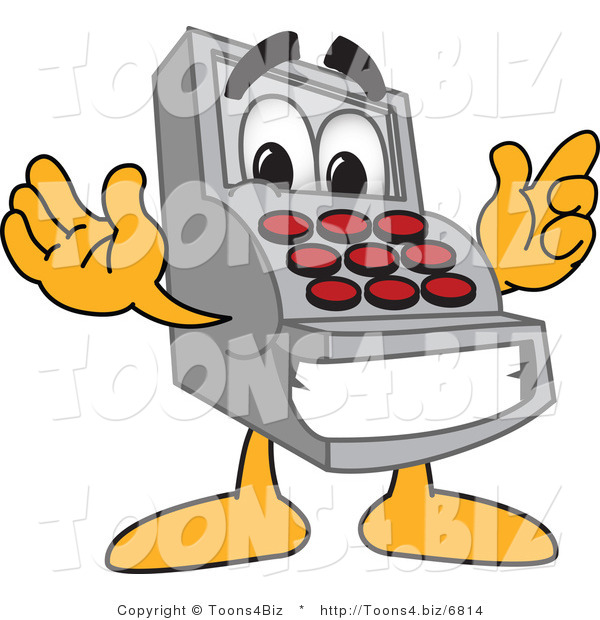 Vector Illustration of a Cartoon Cash Register Mascot