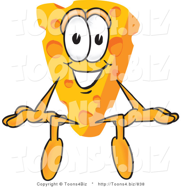 Vector Illustration of a Cartoon Cheese Mascot Seated