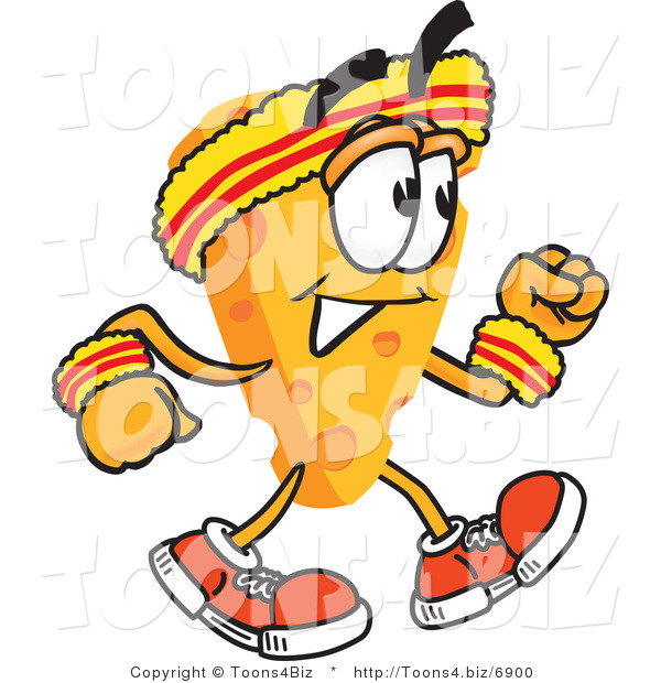 Vector Illustration of a Cartoon Cheese Mascot Walking - Royalty Free Vector Illustration