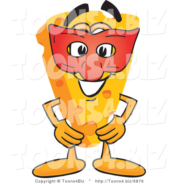 Vector Illustration of a Cartoon Cheese Mascot Wearing a Face Mask - Royalty Free Vector Illustration