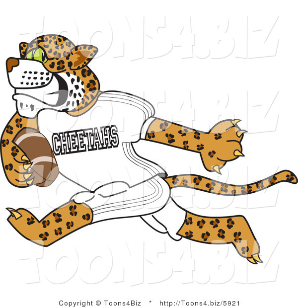 Vector Illustration of a Cartoon Cheetah Mascot Playing Football