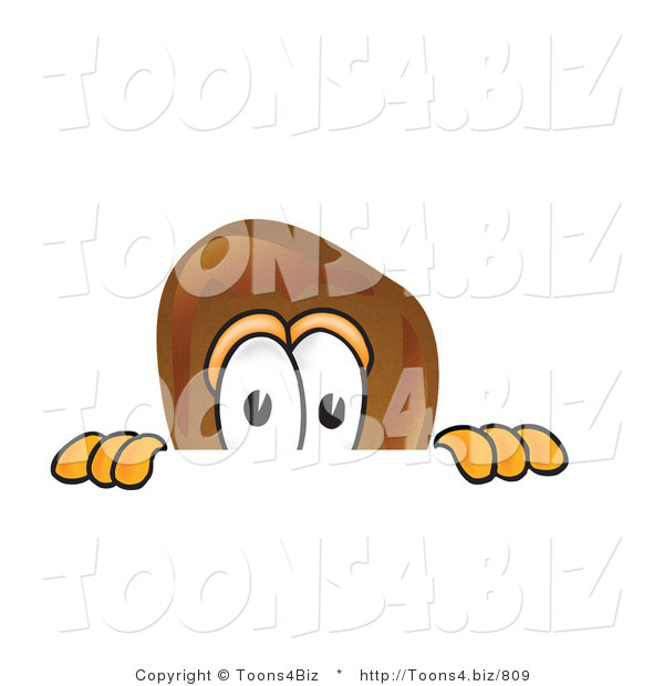 Vector Illustration of a Cartoon Chicken Drumstick Mascot Peeking over a Surface