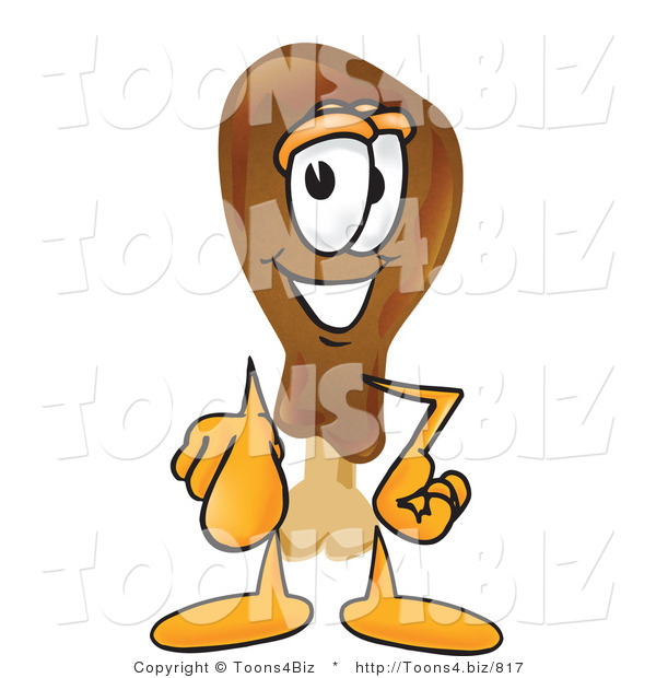Vector Illustration of a Cartoon Chicken Drumstick Mascot Pointing at the Viewer
