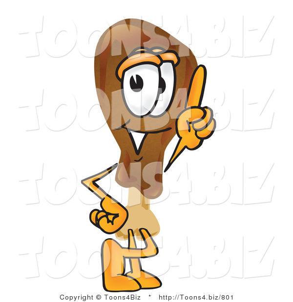 Vector Illustration of a Cartoon Chicken Drumstick Mascot Pointing Upwards