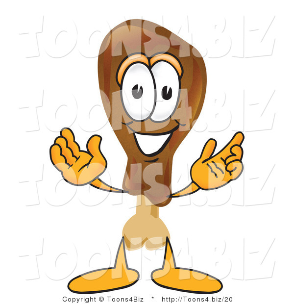 Vector Illustration of a Cartoon Chicken Drumstick Mascot with Welcoming Open Arms