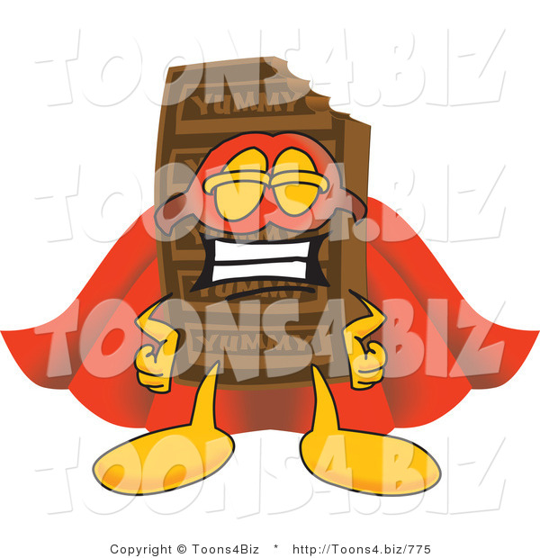 Vector Illustration of a Cartoon Chocolate Mascot Dressed As a Super Hero