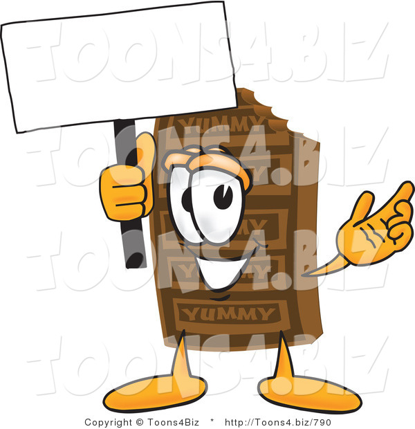 Vector Illustration of a Cartoon Chocolate Mascot Holding a Blank Sign